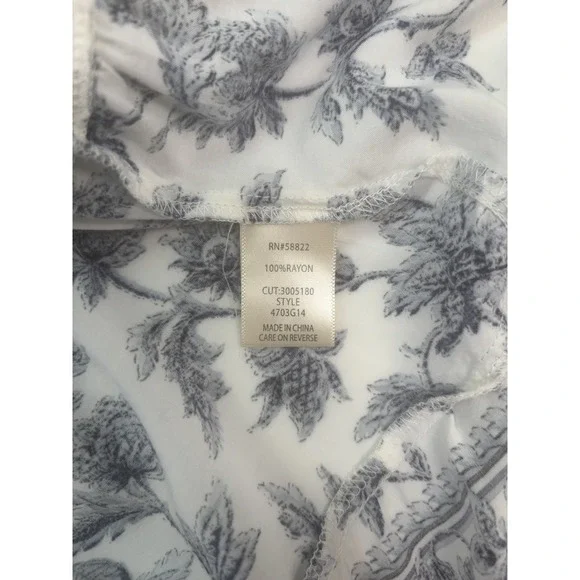 Max Studio Floral Above Knee Mini Skirt Tiered Casual Women's Size S White Blue - Picture 9 of 12